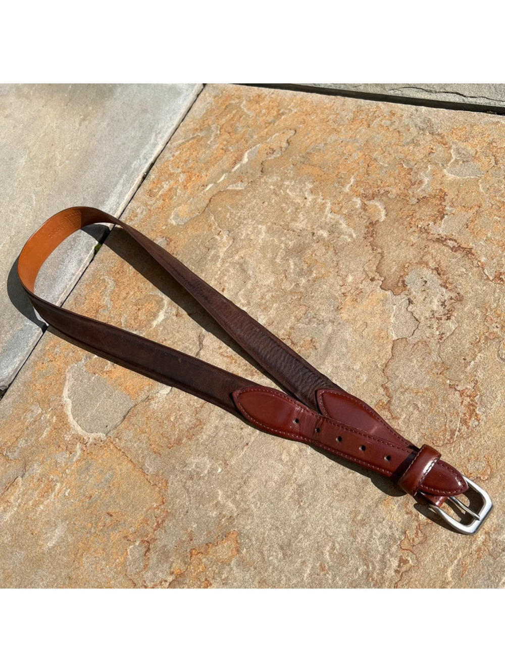 Vintage 90s 2-Tone Brown Leather Western Belt Made in USA